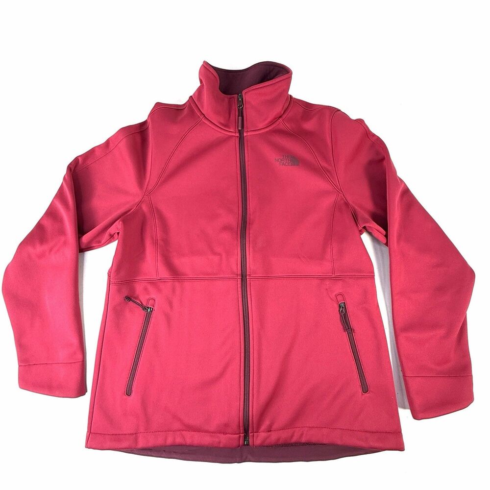 The North Face Windwall Jacket Red Women Size L Fleece Lined Zip Up